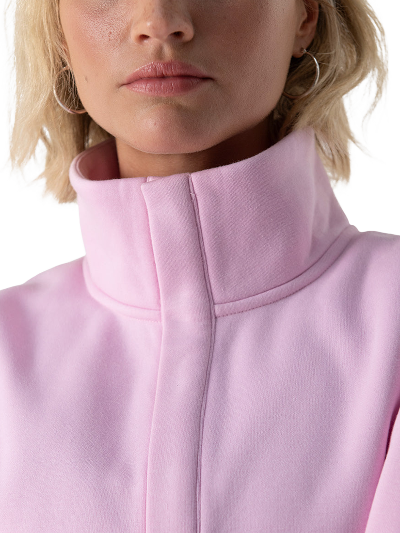 Product image 5 of 6, which shows Gym+Coffee Sierra Snap Collar Sweatshirt, Baby Pink, XS
