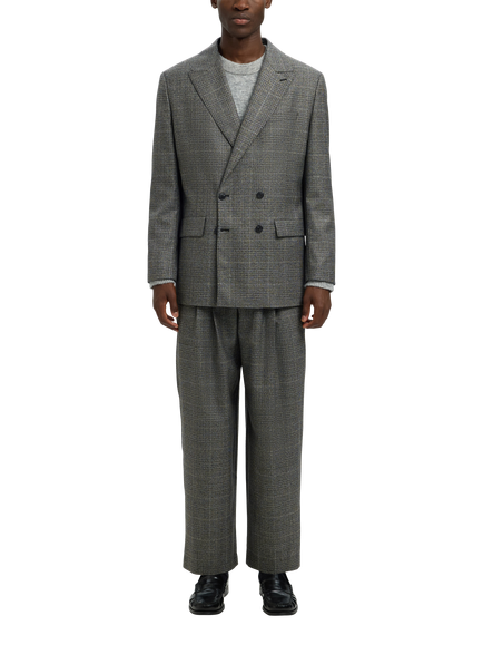 Selected Glen Relaxed Fit Wool Trousers, Grey Check, Grey Check