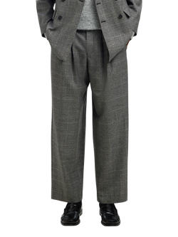 Selected Glen Relaxed Fit Wool Trousers, Grey Check - view 2, Grey Check