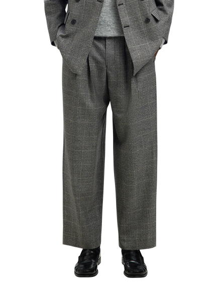 Selected Glen Relaxed Fit Wool Trousers, Grey Check - view 2, Grey Check