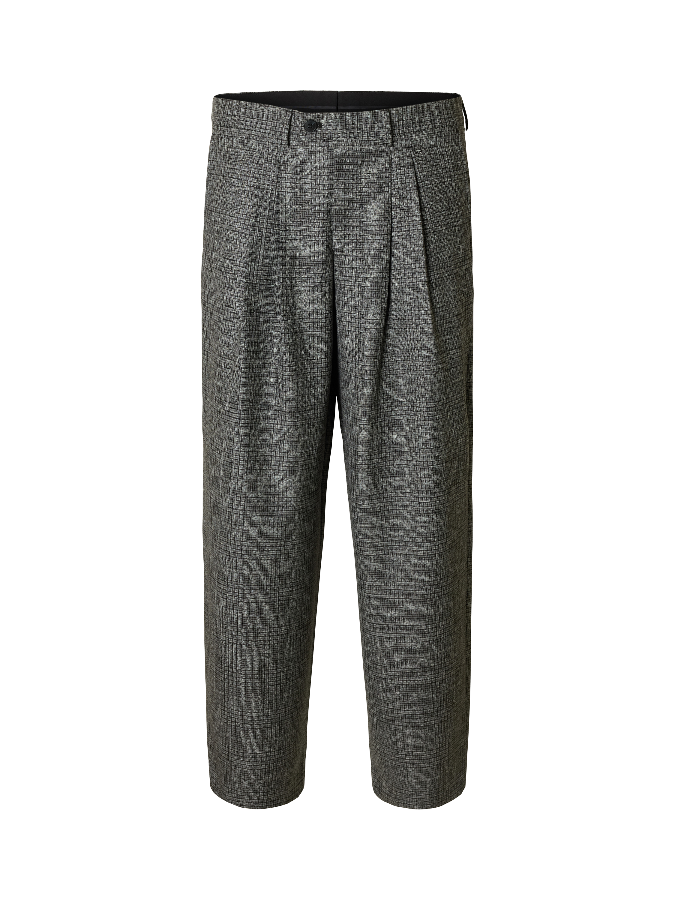 Product image 6 of 6, which shows Selected Glen Relaxed Fit Wool Trousers, Grey Check, 30R