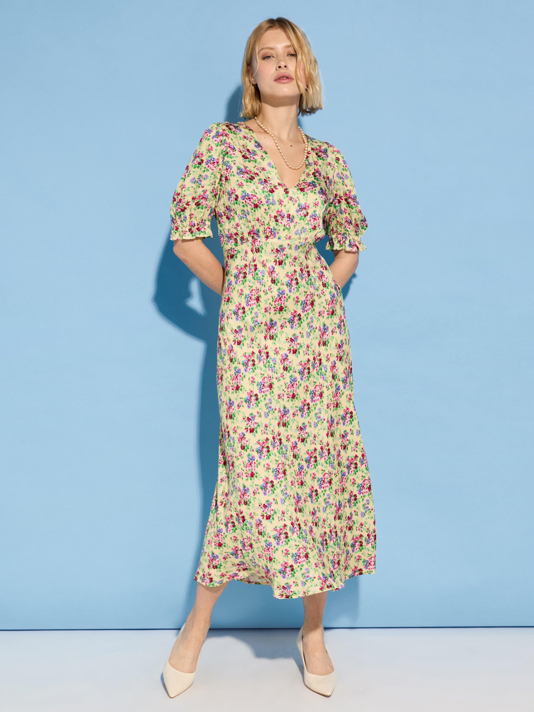 Product image 1 of 6, which shows Baukjen Lottie Floral Midi Dress, Butter/Multi, 10