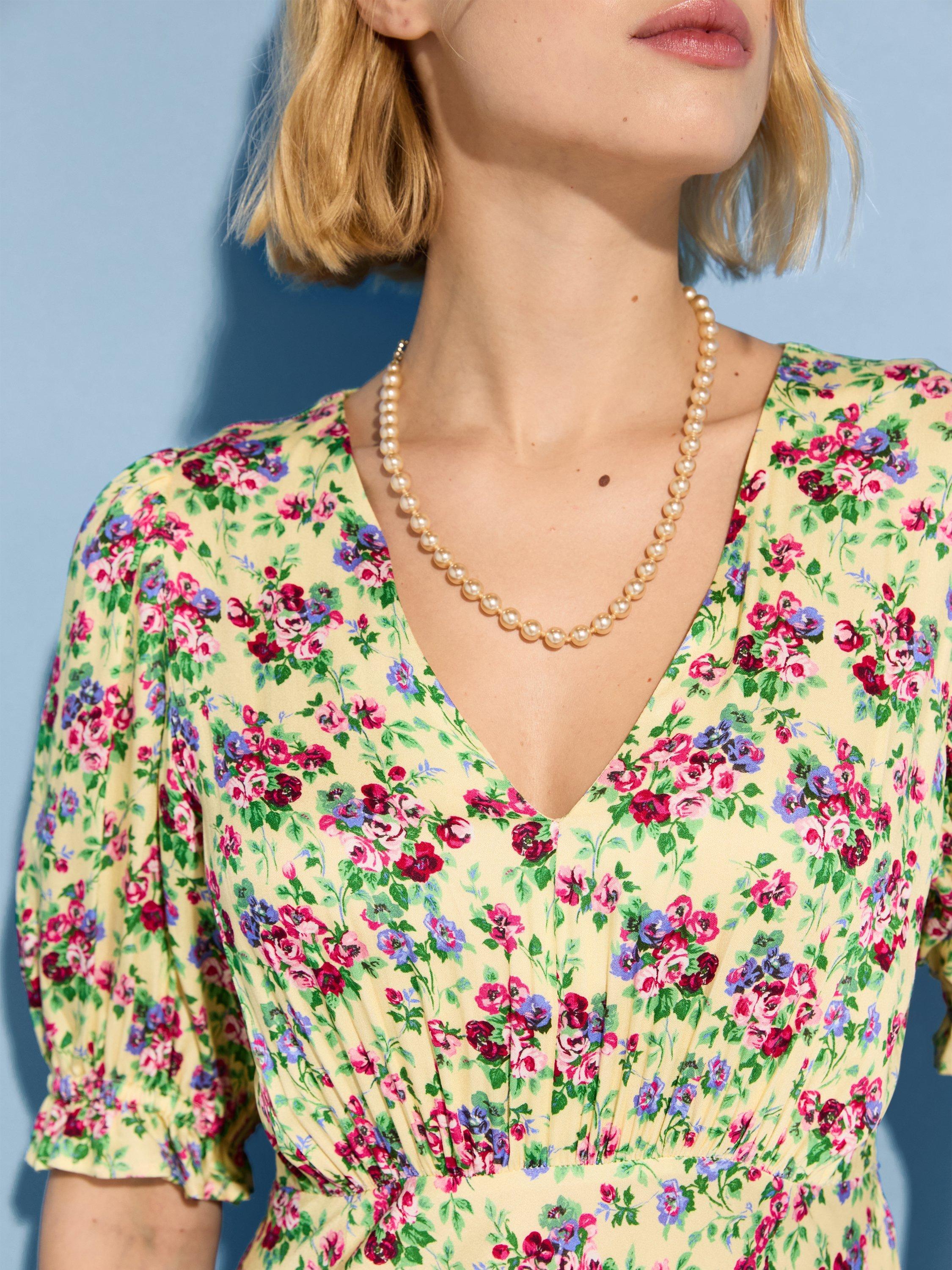 Product image 2 of 6, which shows Baukjen Lottie Floral Midi Dress, Butter/Multi, 10
