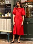 Baukjen Rose Pure Organic Cotton Midi Dress, Crimson Red