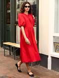 Baukjen Rose Pure Organic Cotton Midi Dress, Crimson Red
