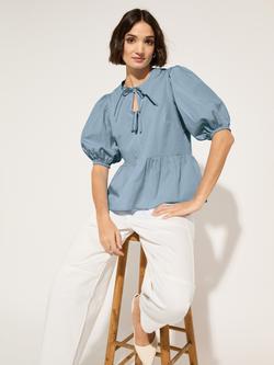 Baukjen Azura Pure Organic Cotton Tie Detail Top, Fresh blue, Fresh blue