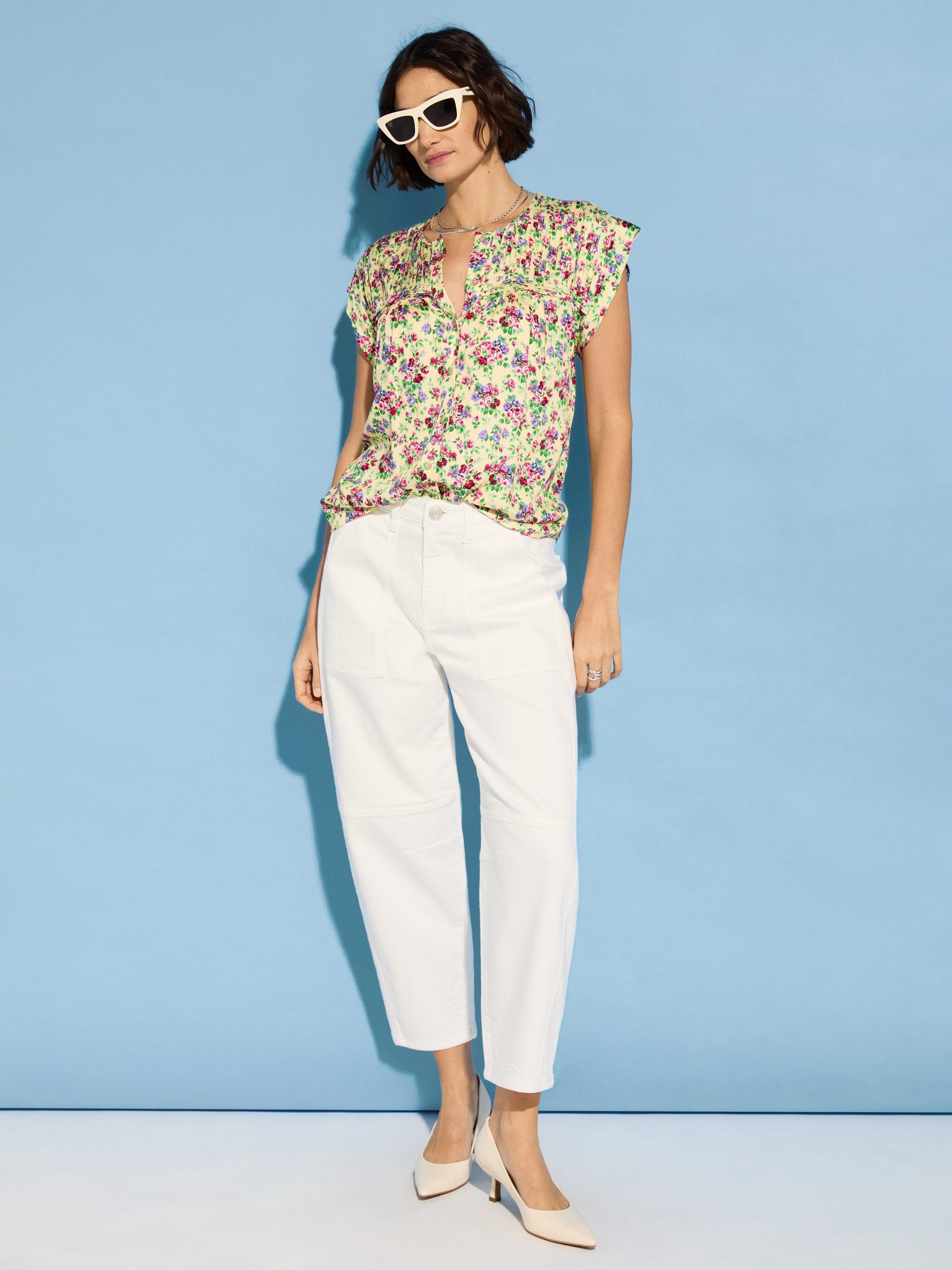 Product image 2 of 4, which shows Baukjen Gia Floral Satin Top, Butter/Multi, 10