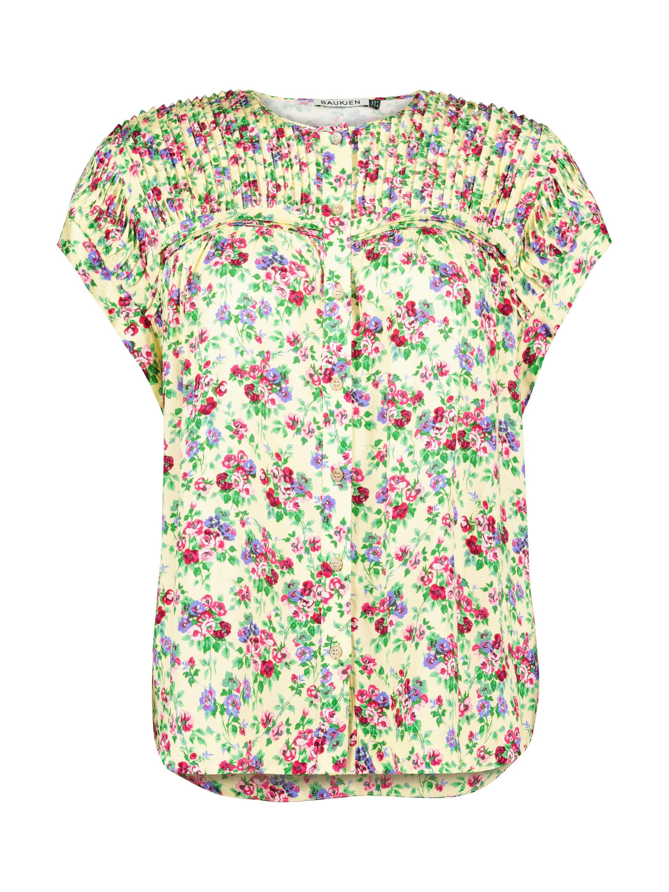 Product image 4 of 4, which shows Baukjen Gia Floral Satin Top, Butter/Multi, 10