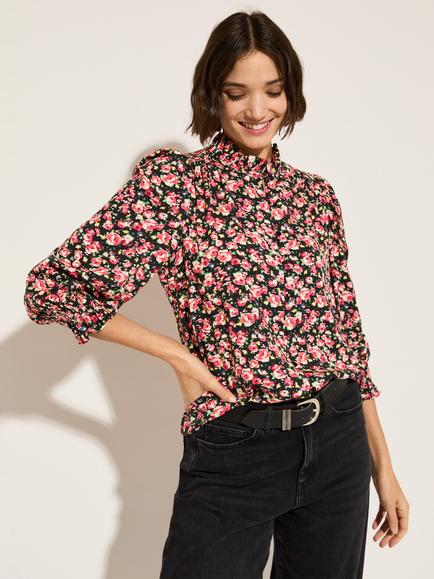 Baukjen Melie Poppy Print Top, Black/Multi, Black/Multi