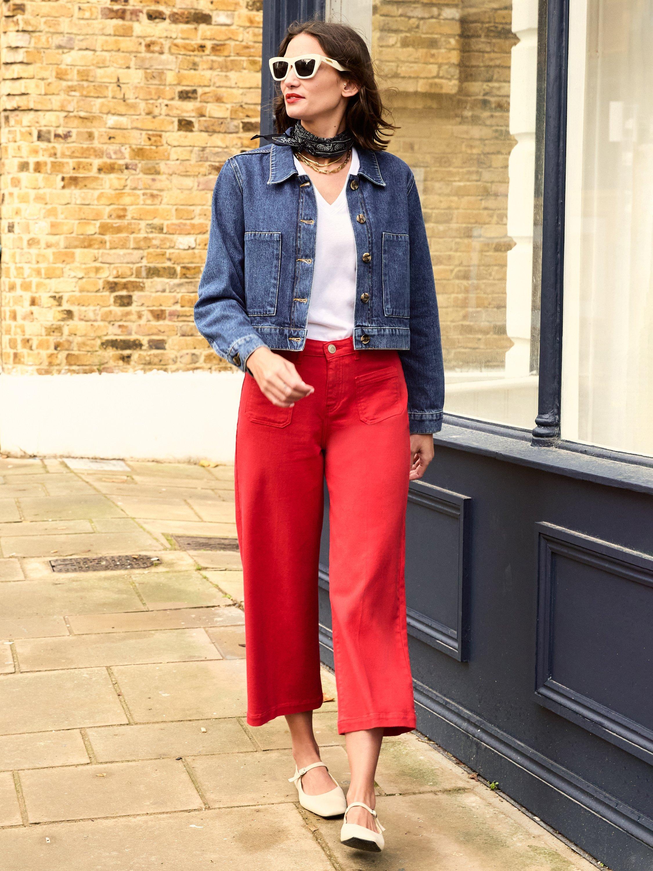 Product image 2 of 4, which shows Baukjen Jena Organic Cotton Rich Jeans, Crimson Red, 6