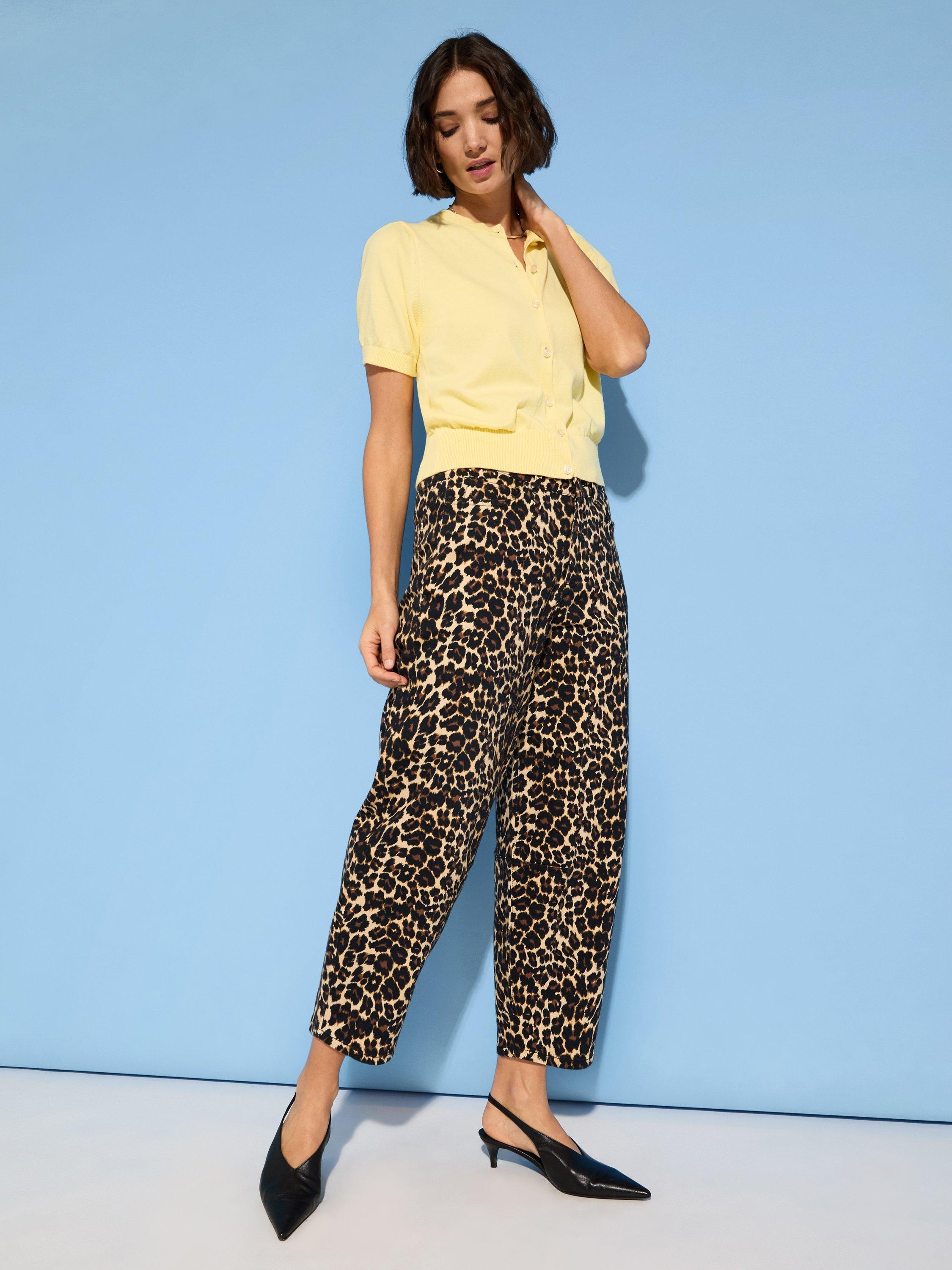 Product image 2 of 5, which shows Baukjen Kelsey Organic Cotton Rich Leopard Print Jeans, Brown/Multi, 10