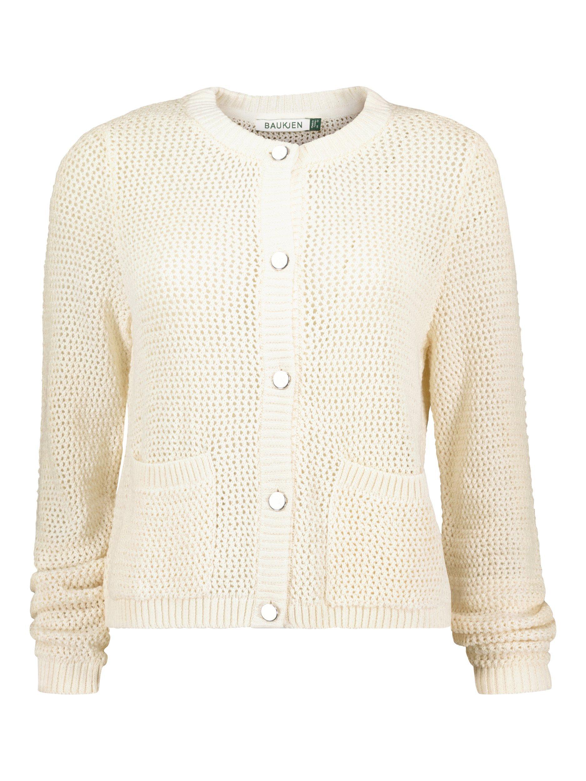 Product image 4 of 4, which shows Baukjen Catarina Open Knit Cardigan, Cream, 10