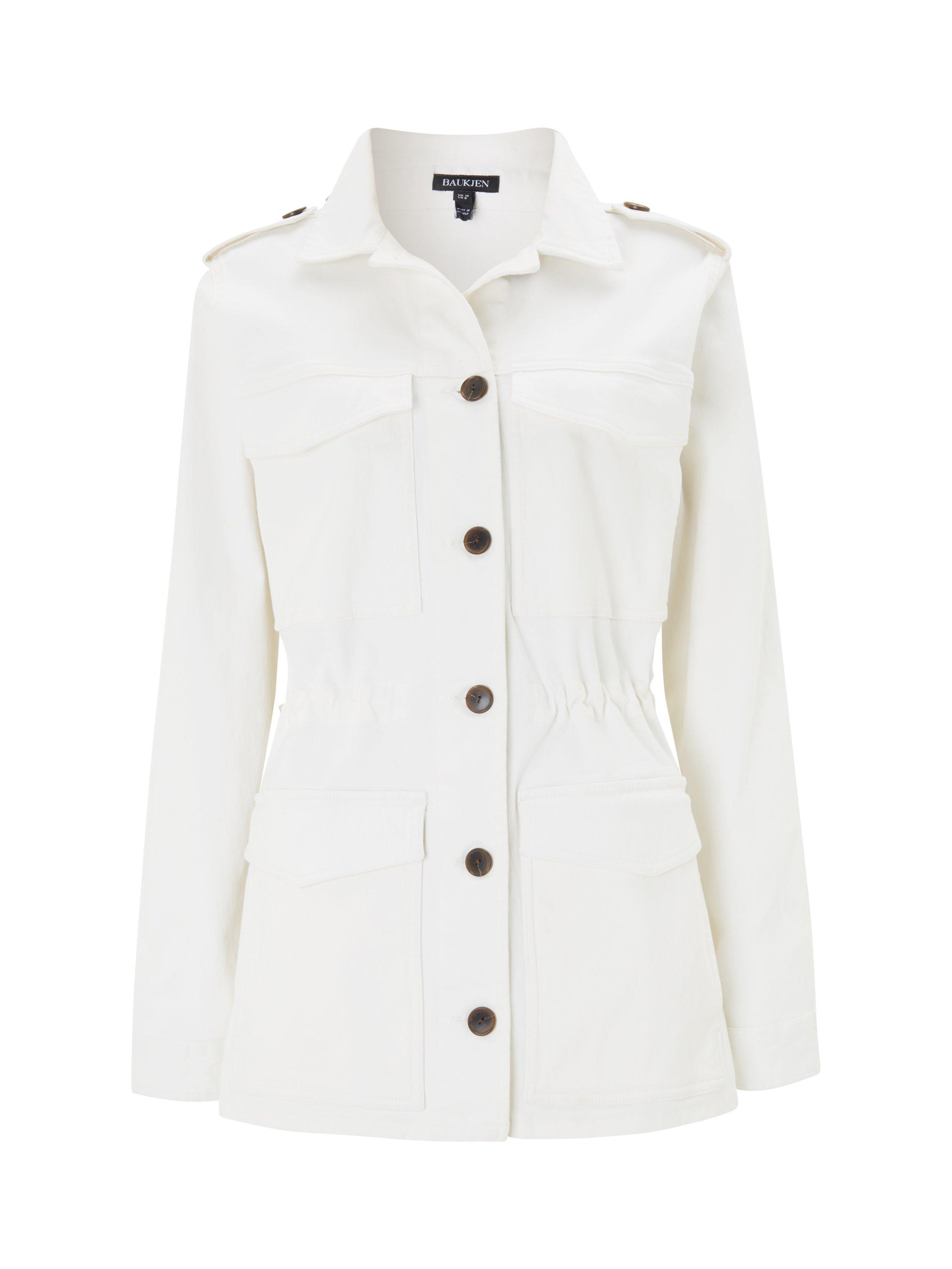 Product image 4 of 8, which shows Baukjen Drake Organic Cotton Buttoned Jacket, White, 10