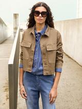 Phase Eight Evie Stripe Knit Jacket, Black/Ivory