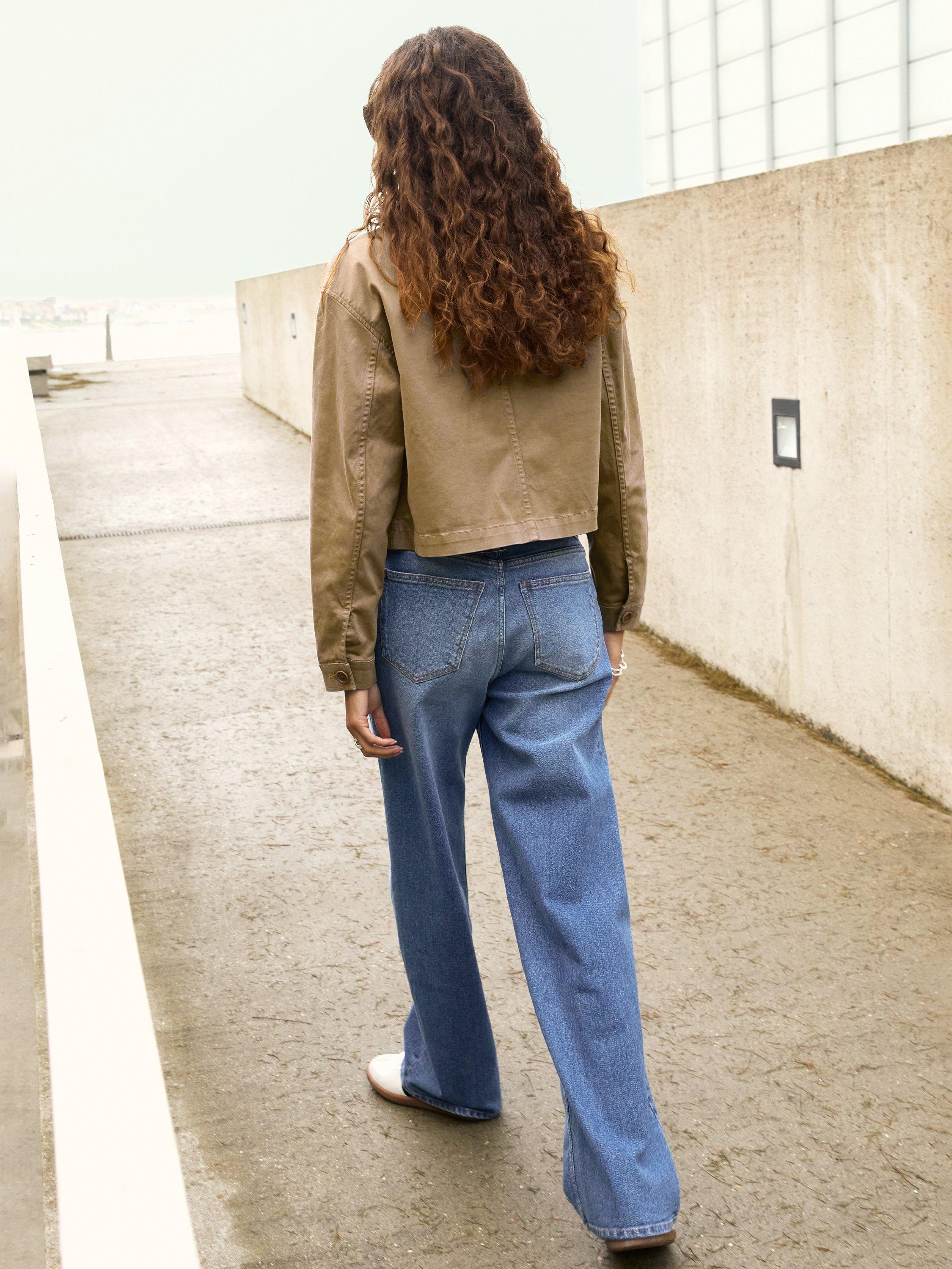Product image 4 of 5, which shows Baukjen Nata Organic Brushed Cotton Cropped Jacket, Taupe, 10