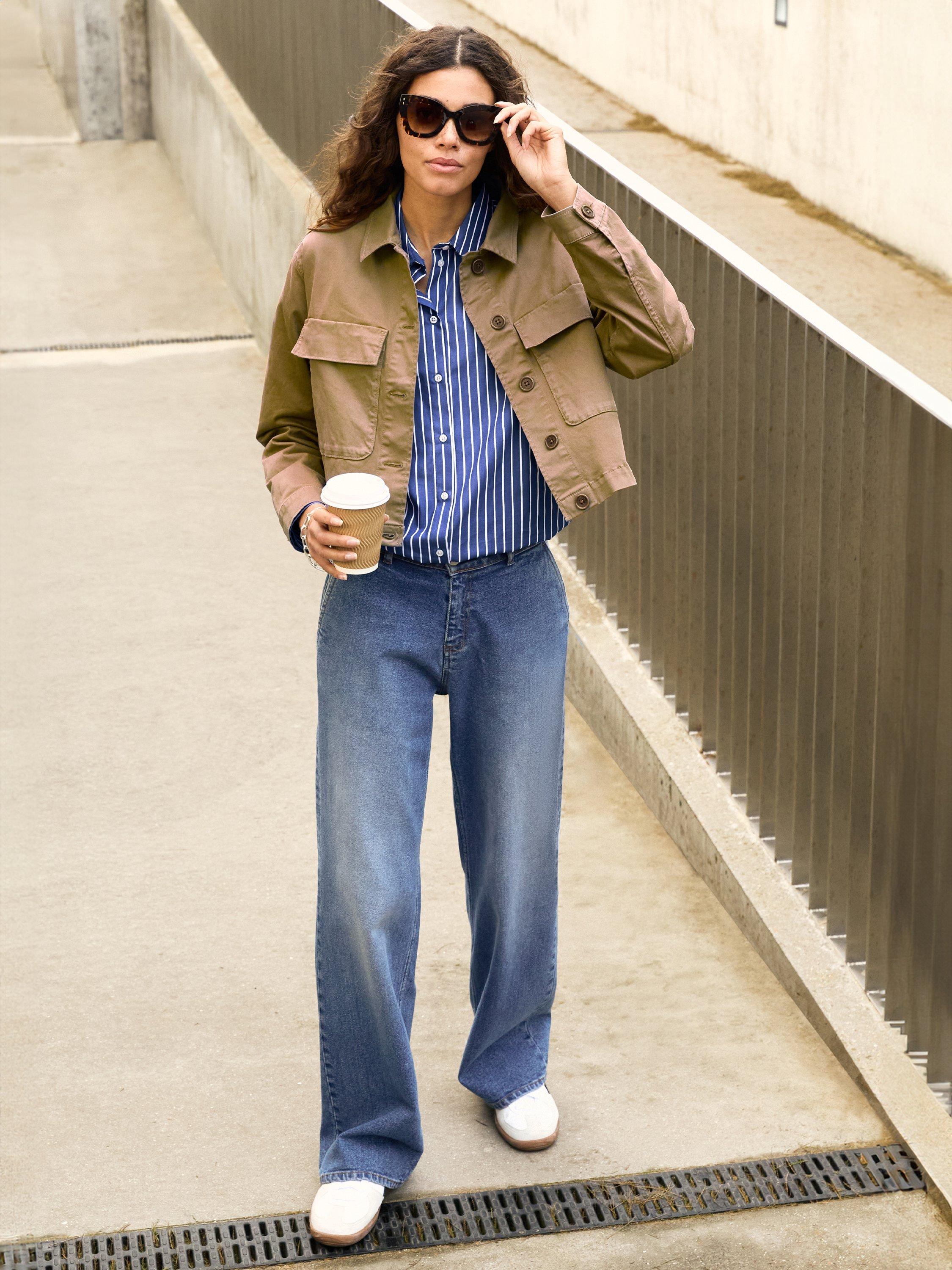 Product image 5 of 5, which shows Baukjen Nata Organic Brushed Cotton Cropped Jacket, Taupe, 10
