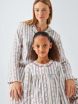 John Lewis Jacquard Heart Long Pyjama Set, Ivory/Red - view 2, Ivory/Red