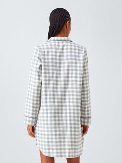 John Lewis Gingham Super Brushed Long Sleeve Nightshirt, Crown Blue - view 2, Crown Blue