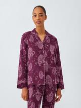 John Lewis Kendra Leopard Brushed Cotton Long Pyjama Set, Fig