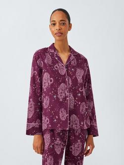John Lewis Kendra Leopard Brushed Cotton Long Pyjama Set, Fig, Fig