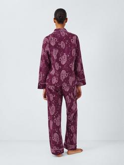 John Lewis Kendra Leopard Brushed Cotton Long Pyjama Set, Fig - view 2, Fig