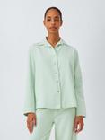 John Lewis Herringbone Stripe Long Pyjama Set, Smoke Green/Ivory