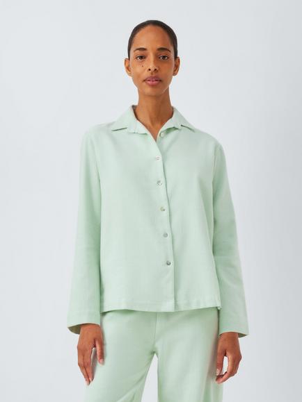 John Lewis Cotton Herringbone Pyjama Set, Smoke Green