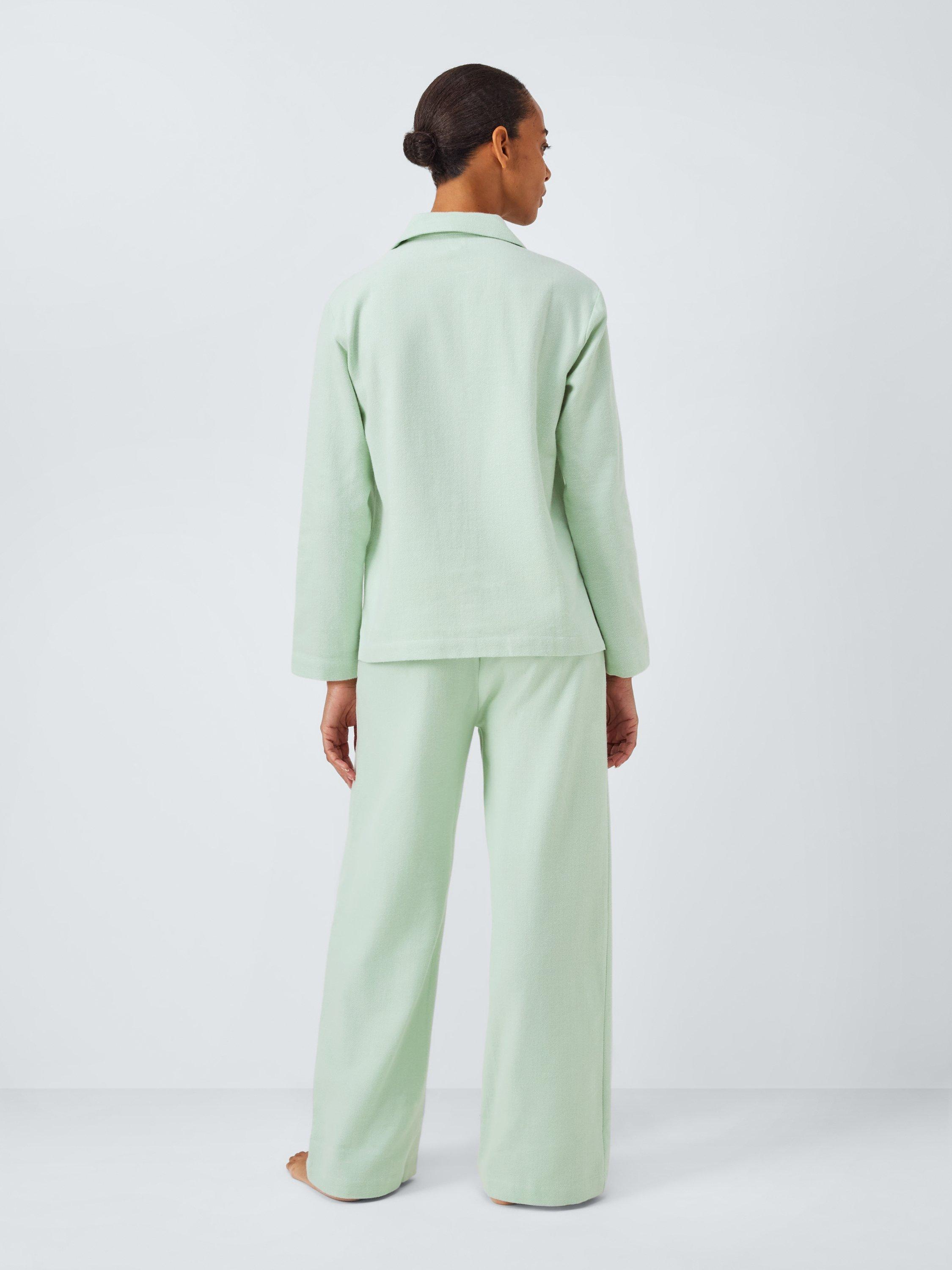 Product image 2 of 6, which shows John Lewis Cotton Herringbone Pyjama Set, Smoke Green, 14