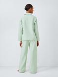 John Lewis Herringbone Stripe Long Pyjama Set, Smoke Green/Ivory