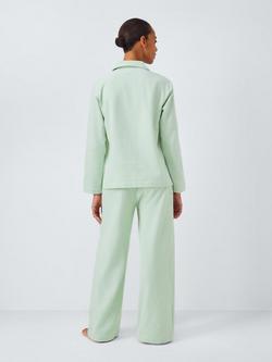 John Lewis Cotton Herringbone Pyjama Set - view 2, Smoke Green