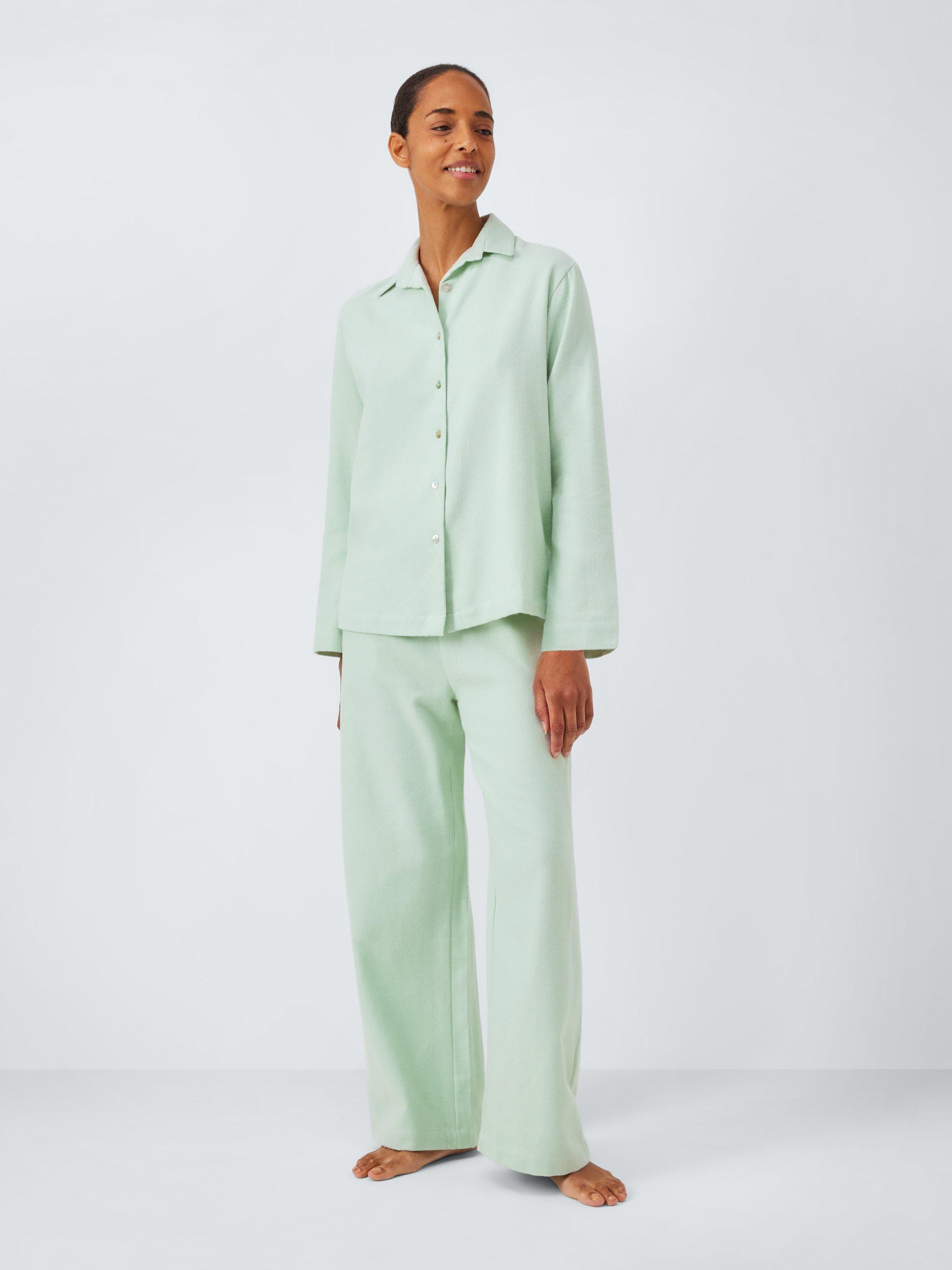 Product image 3 of 6, which shows John Lewis Cotton Herringbone Pyjama Set, Smoke Green, 14