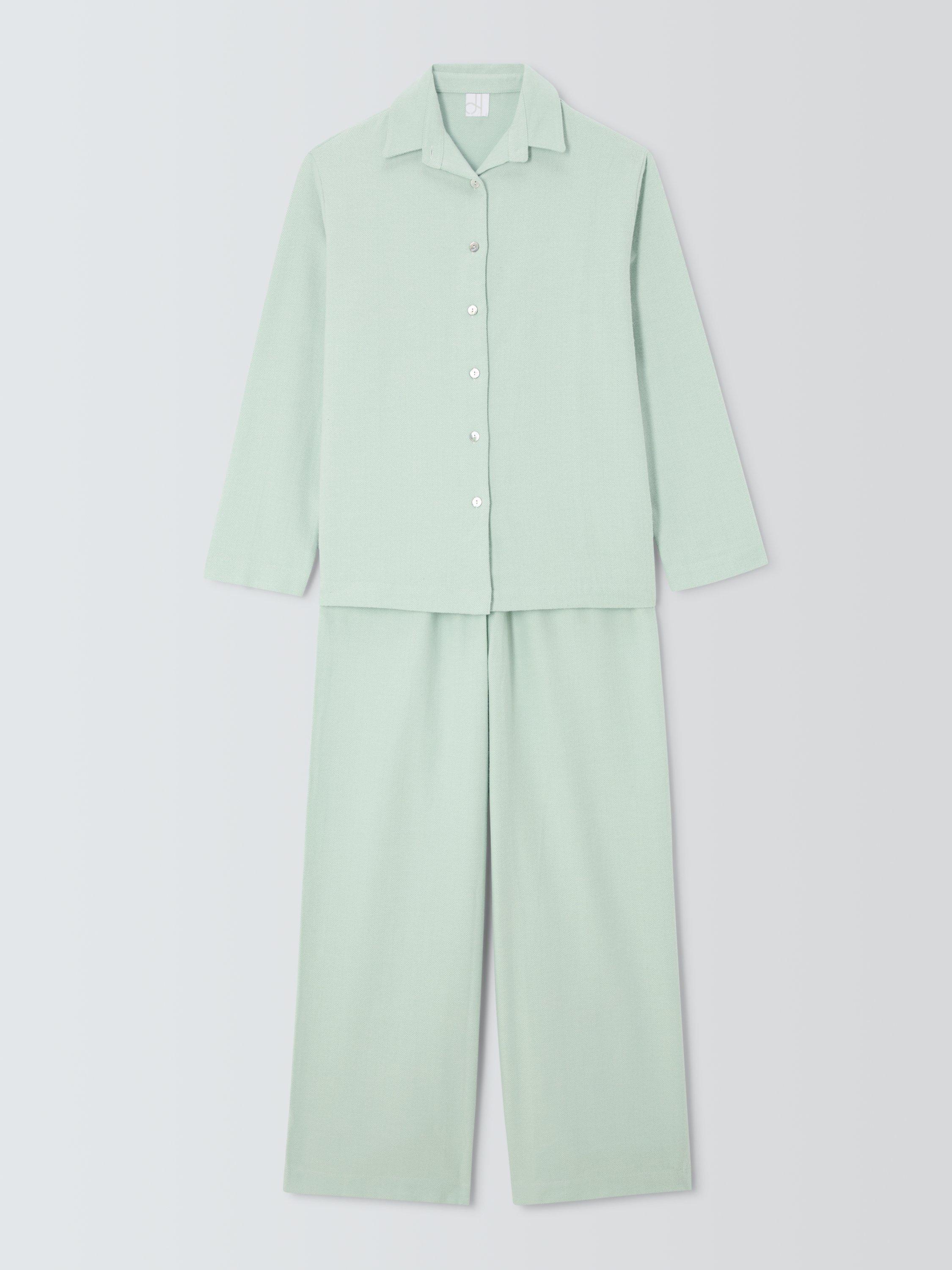Product image 4 of 6, which shows John Lewis Cotton Herringbone Pyjama Set, Smoke Green, 14