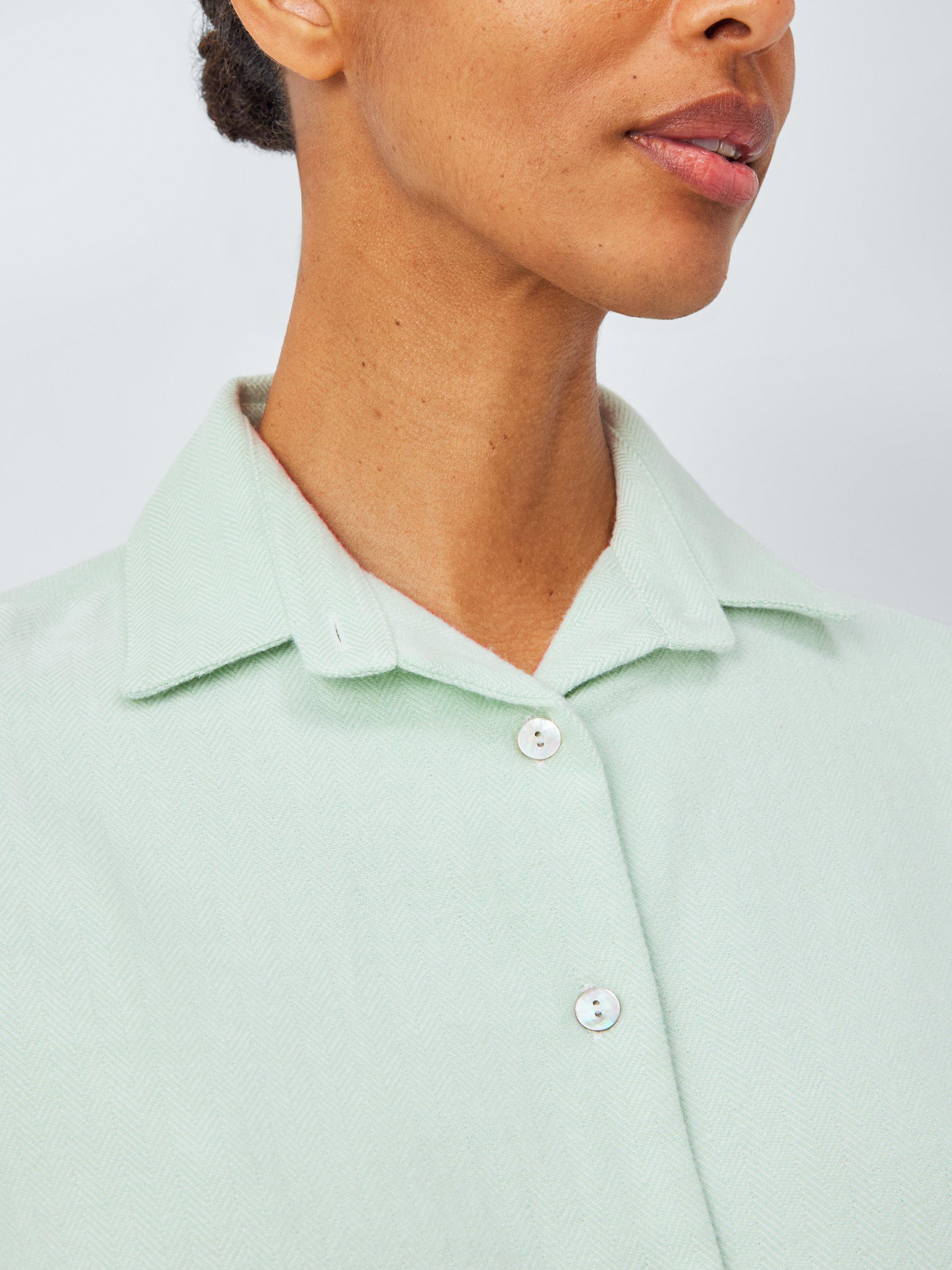 Product image 5 of 6, which shows John Lewis Cotton Herringbone Pyjama Set, Smoke Green, 14