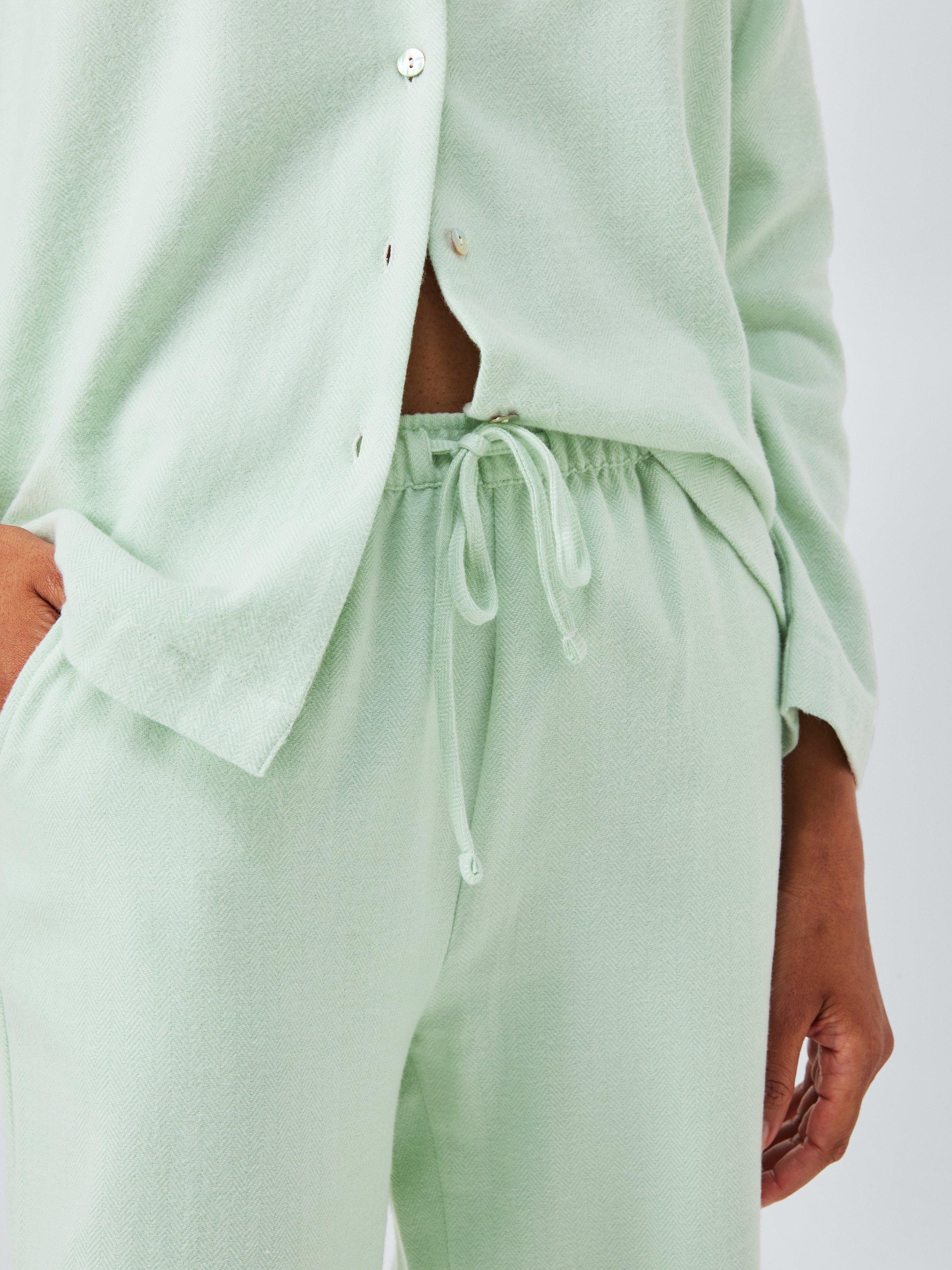 Product image 6 of 6, which shows John Lewis Cotton Herringbone Pyjama Set, Smoke Green, 14