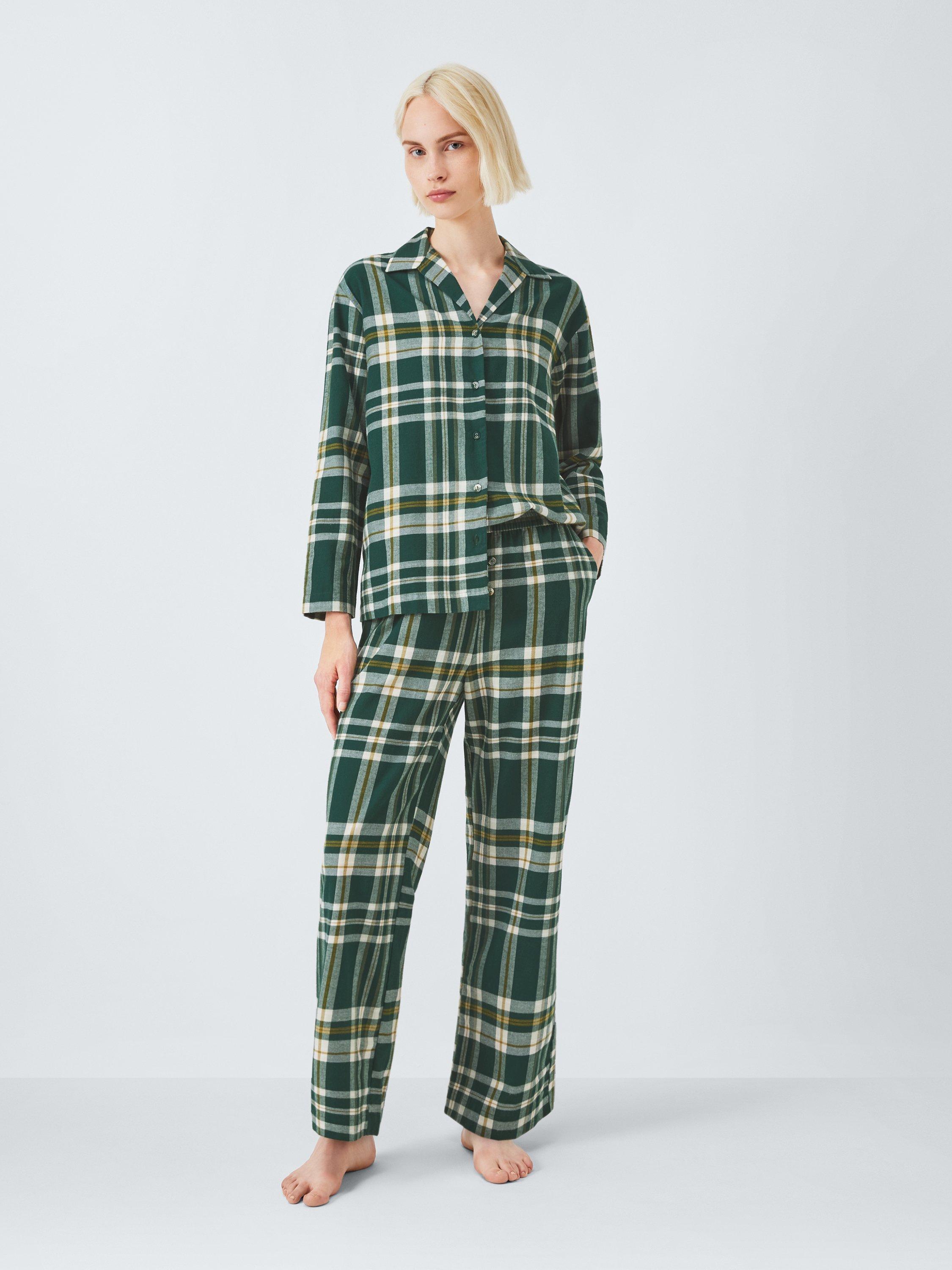 Product image 3 of 6, which shows John Lewis Plaid Check Brushed Cotton Pyjama Bottoms, Green, 8