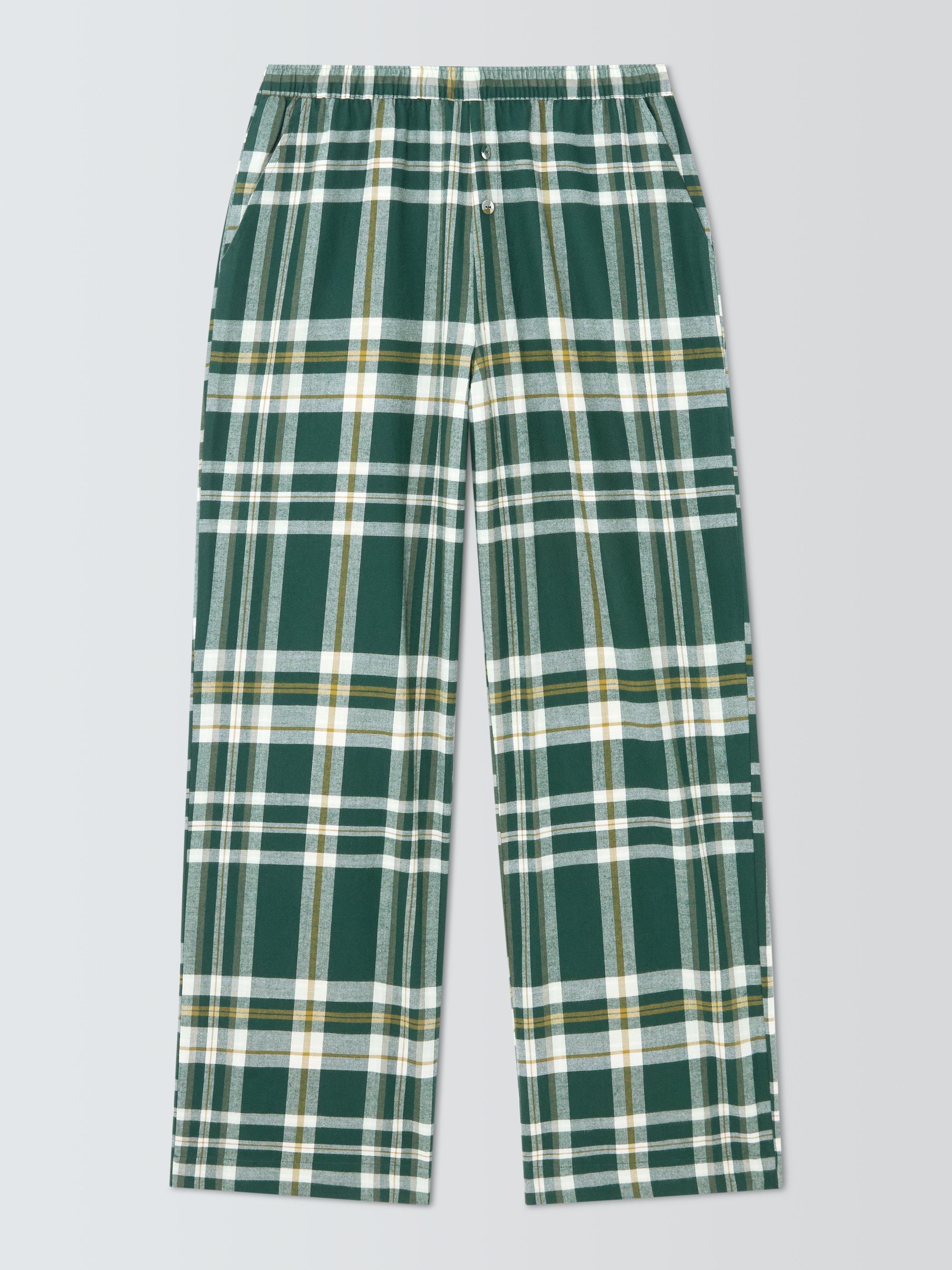 Product image 4 of 6, which shows John Lewis Plaid Check Brushed Cotton Pyjama Bottoms, Green, 8