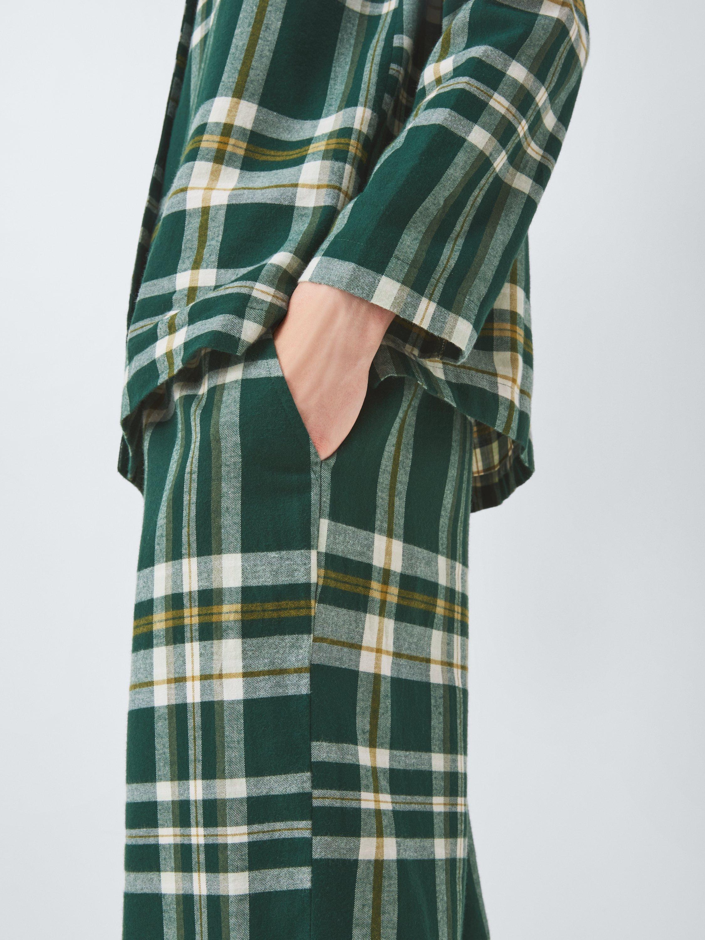 Product image 6 of 6, which shows John Lewis Plaid Check Brushed Cotton Pyjama Bottoms, Green, 8