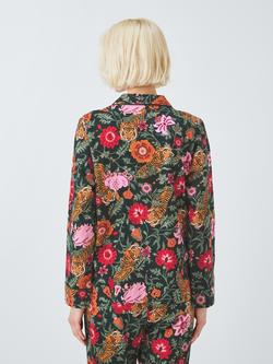 John Lewis Floral Tiger Brushed Cotton Pyjama Shirt, Green - view 2, Green