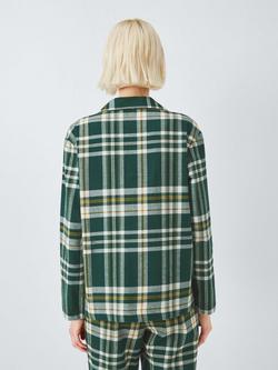 John Lewis Plaid Check Brushed Cotton Pyjama Shirt, Green - view 2, Green