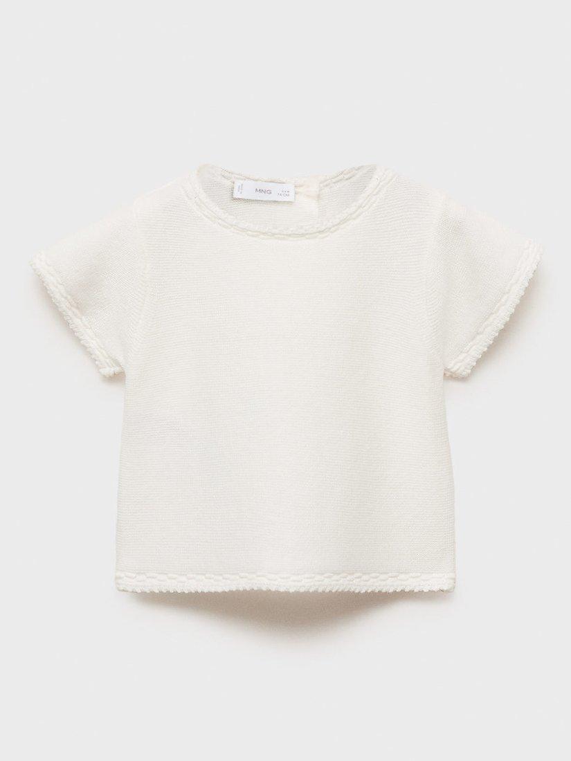 Product image 1 of 4, which shows Mango Baby Melisa Short Sleeve Jumper, Natural White, 0-1 months