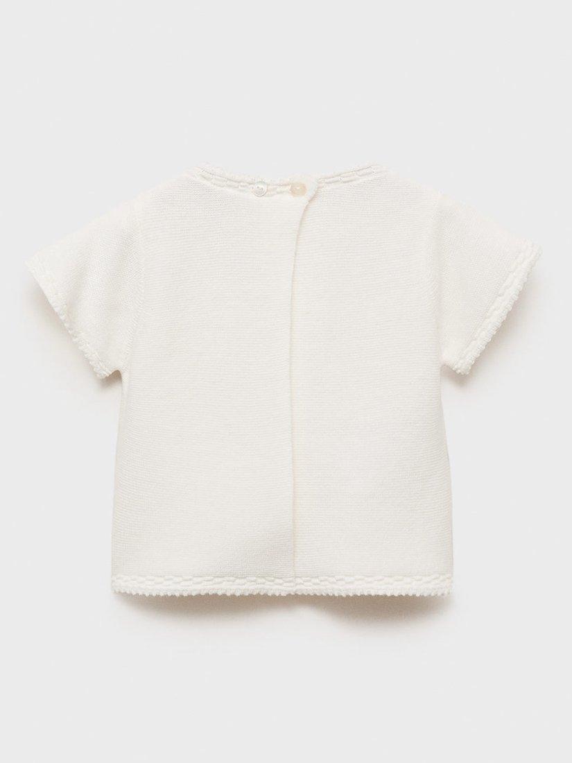 Product image 2 of 4, which shows Mango Baby Melisa Short Sleeve Jumper, Natural White, 0-1 months