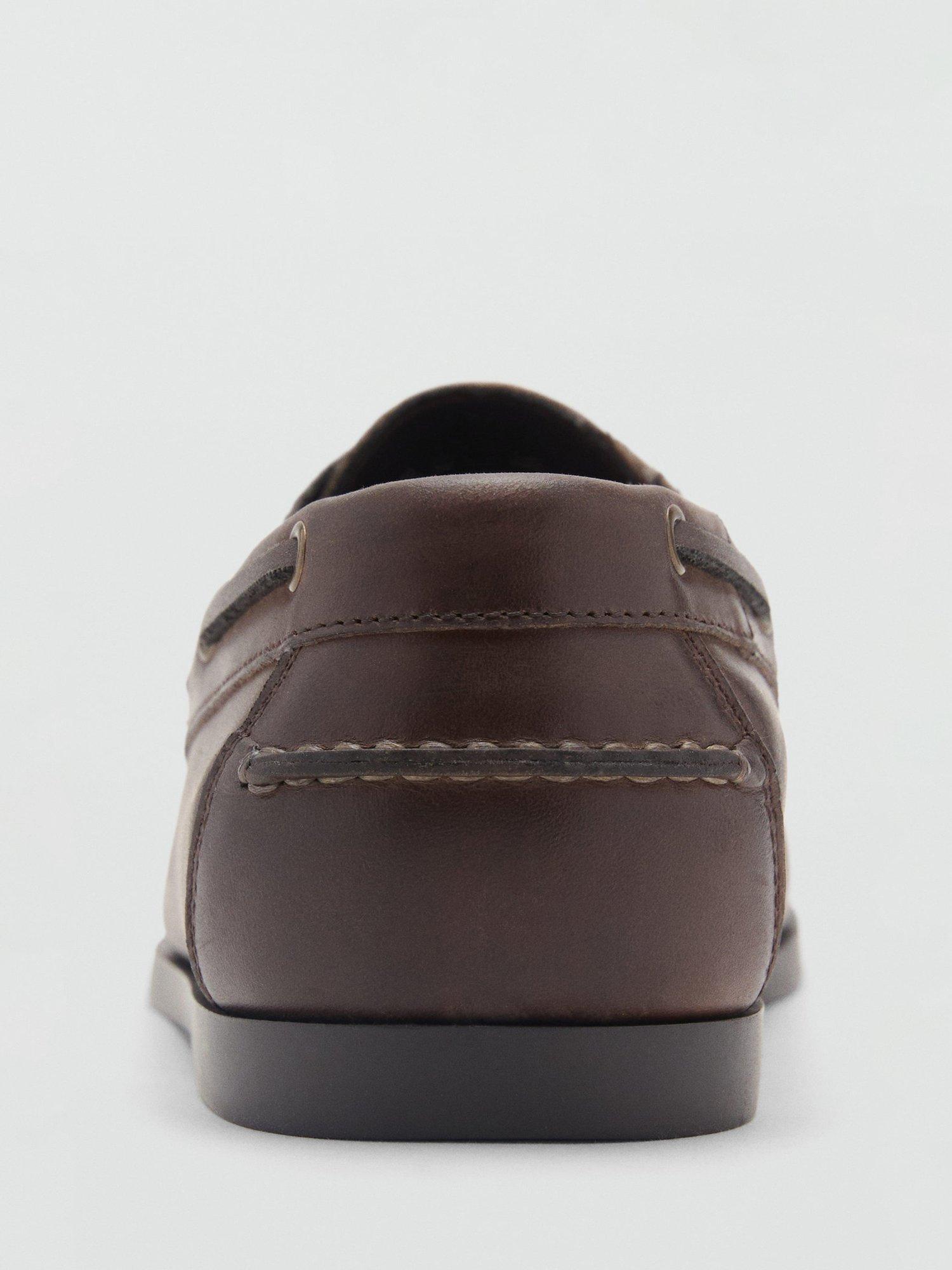 Product image 4 of 5, which shows Mango Nautic Leather Boat Shoes, Brown, 5