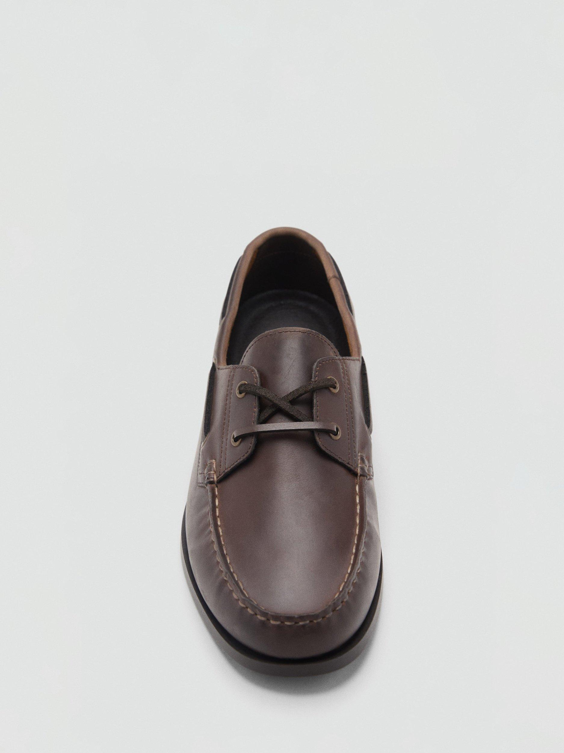 Product image 5 of 5, which shows Mango Nautic Leather Boat Shoes, Brown, 5