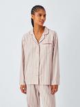 John Lewis Luna Stripe Long Pyjama Set, Ivory/Toffee