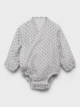 Mango Baby Printed Crossover Romper, Grey