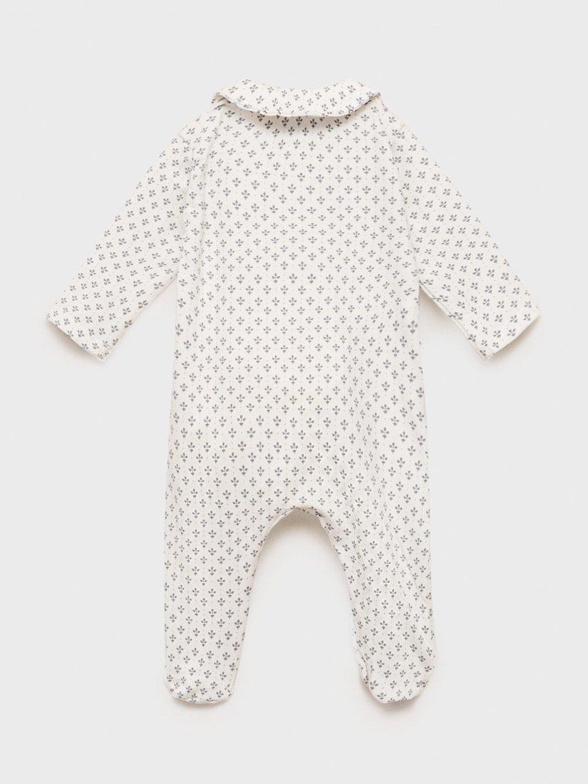 Product image 2 of 4, which shows Mango Baby Poleopi Geometric Sleepsuit, Grey, 0-1 months
