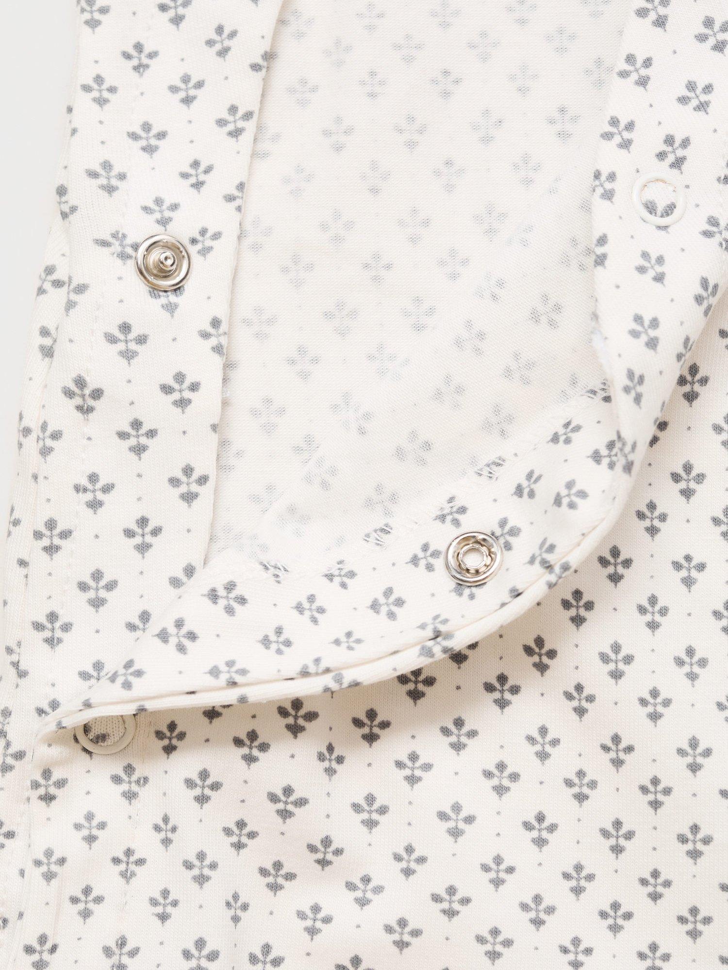 Product image 3 of 4, which shows Mango Baby Poleopi Geometric Sleepsuit, Grey, 0-1 months
