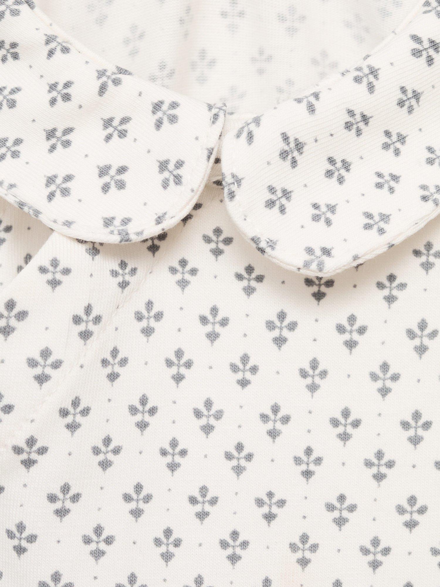 Product image 4 of 4, which shows Mango Baby Poleopi Geometric Sleepsuit, Grey, 0-1 months
