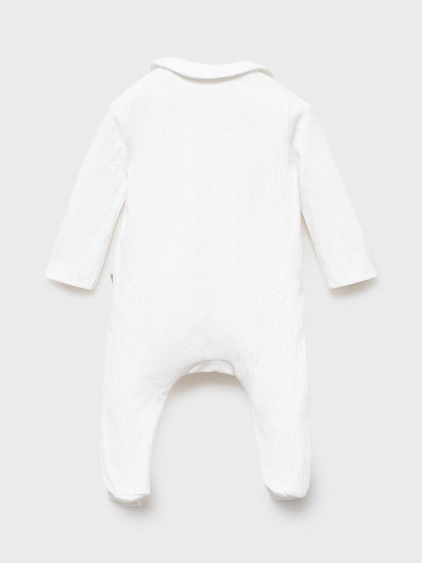 Product image 2 of 4, which shows Mango Baby Sweetpi Cotton Blend Pyjama Suit, Natural White, 0-1 months