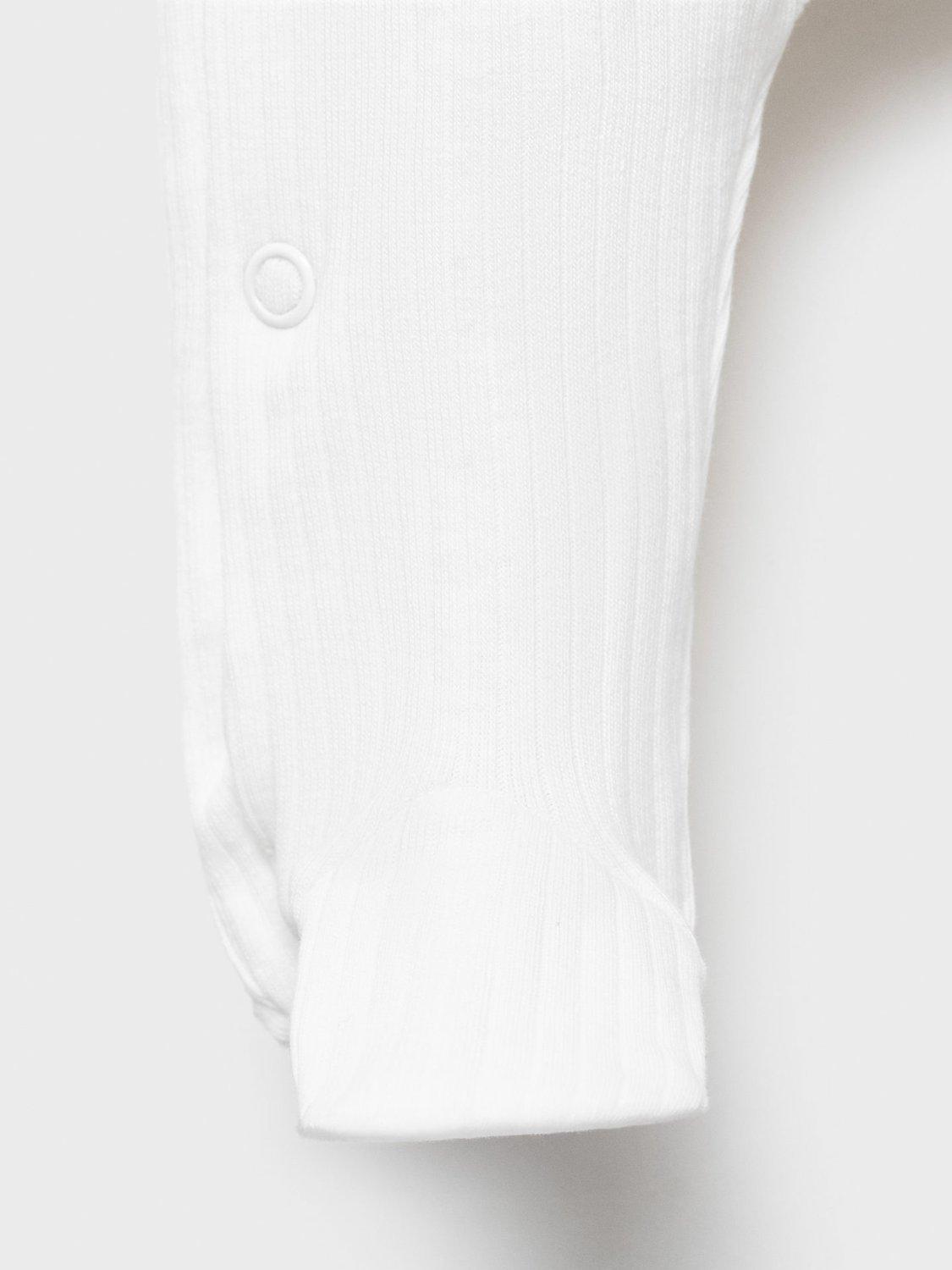 Product image 3 of 4, which shows Mango Baby Sweetpi Cotton Blend Pyjama Suit, Natural White, 0-1 months